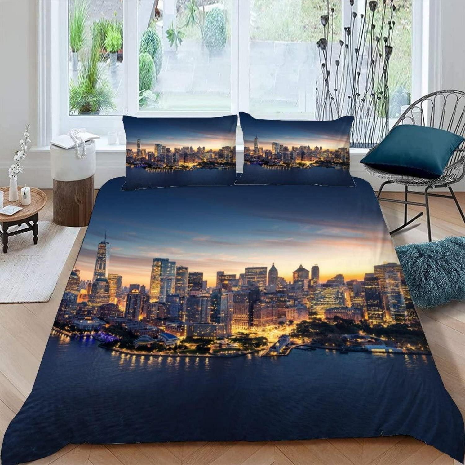 LuxusKollektion Jugendbettwäsche Bettwäsche New York Skyline 135x200 3-tlg Mikrofaser