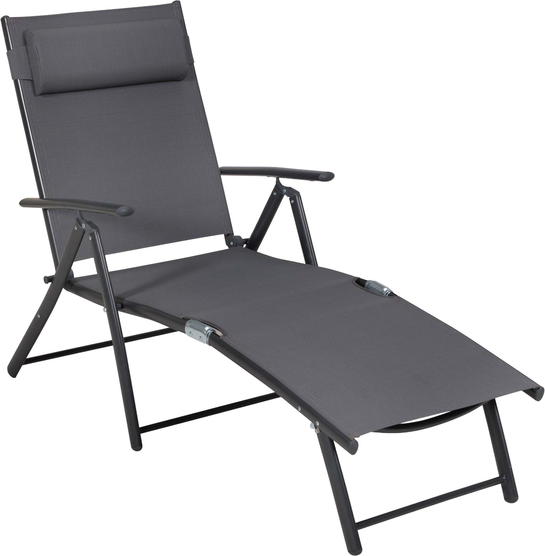 MERXX Gartenliege Deckchair, zusammenklappbar, 4-fach verstellbar, inkl. 1 Kopfkissen