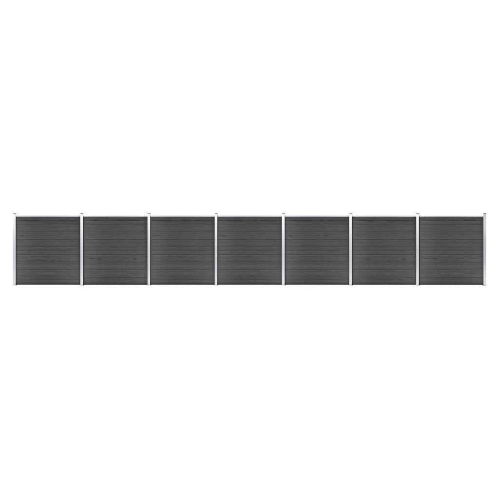 Gartentor Zaunelement Set WPC 1218x186 cm Schwarz