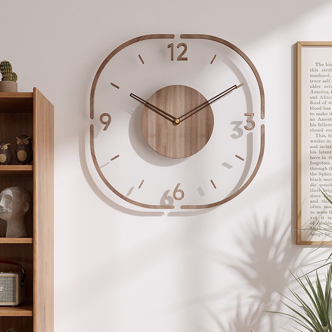 DÖRÖY Wanduhr 35cm Wanduhr mit klarem stille moderne Uhr, Holzrahmen, Wanduhr