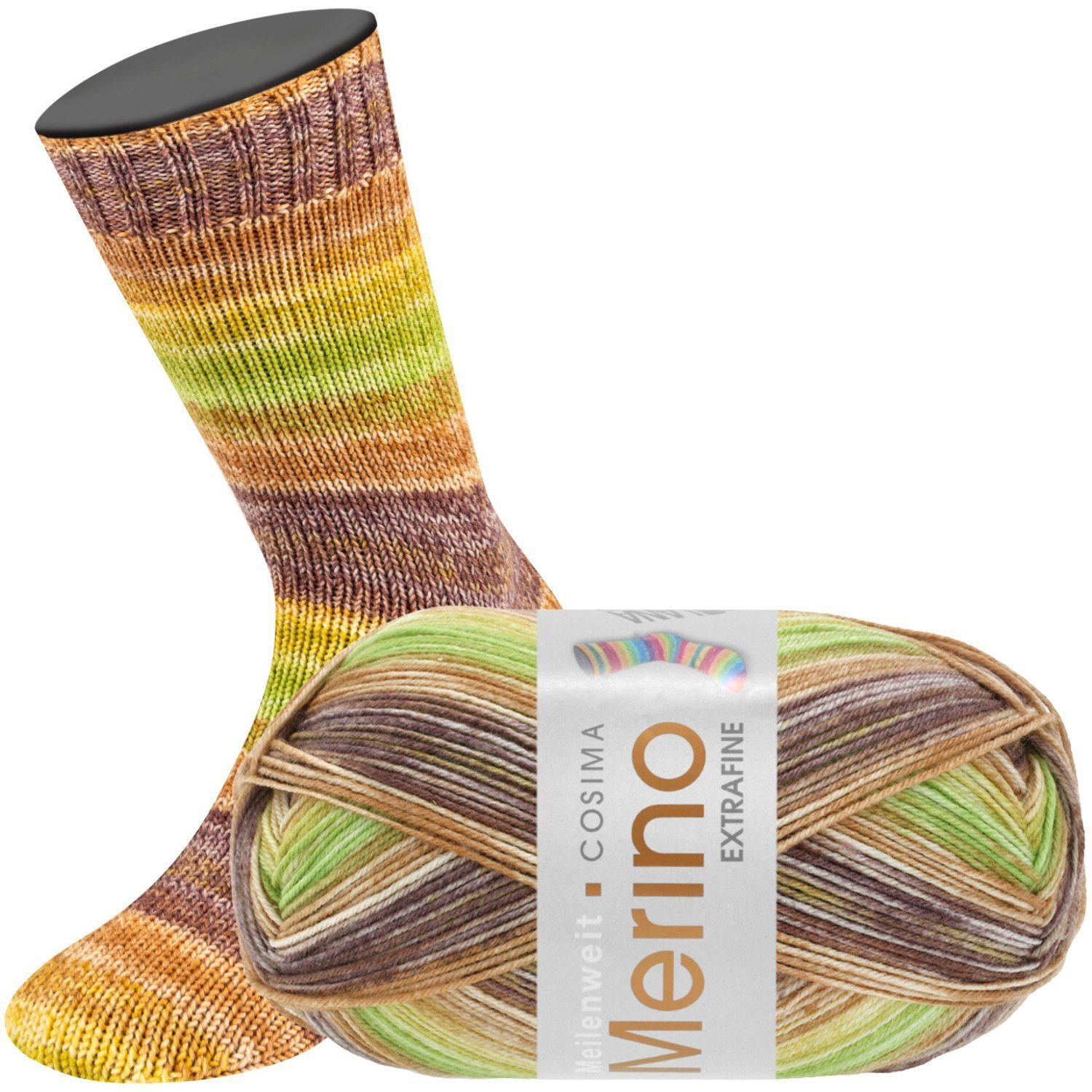 LANA GROSSA MEILENWEIT 100 g MERINO EXTRAFINE COSIMA Häkelwolle, 420 m (hochwertige 4-fach Sockenwolle aus extrafeiner Merino-Wolle), 100 g