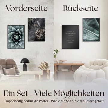 Heimlich Poster Set als Wohnzimmer Deko Bilder, 50x70 cm, Beidseitig, Botanical Greens, Pflanzen