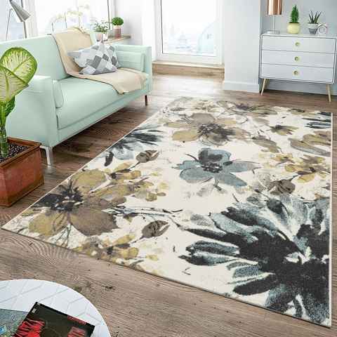Teppich Moderner Teppich Wohnzimmer Teppiche Blumen Muster, TT Home, Läufer, Höhe: 13 mm
