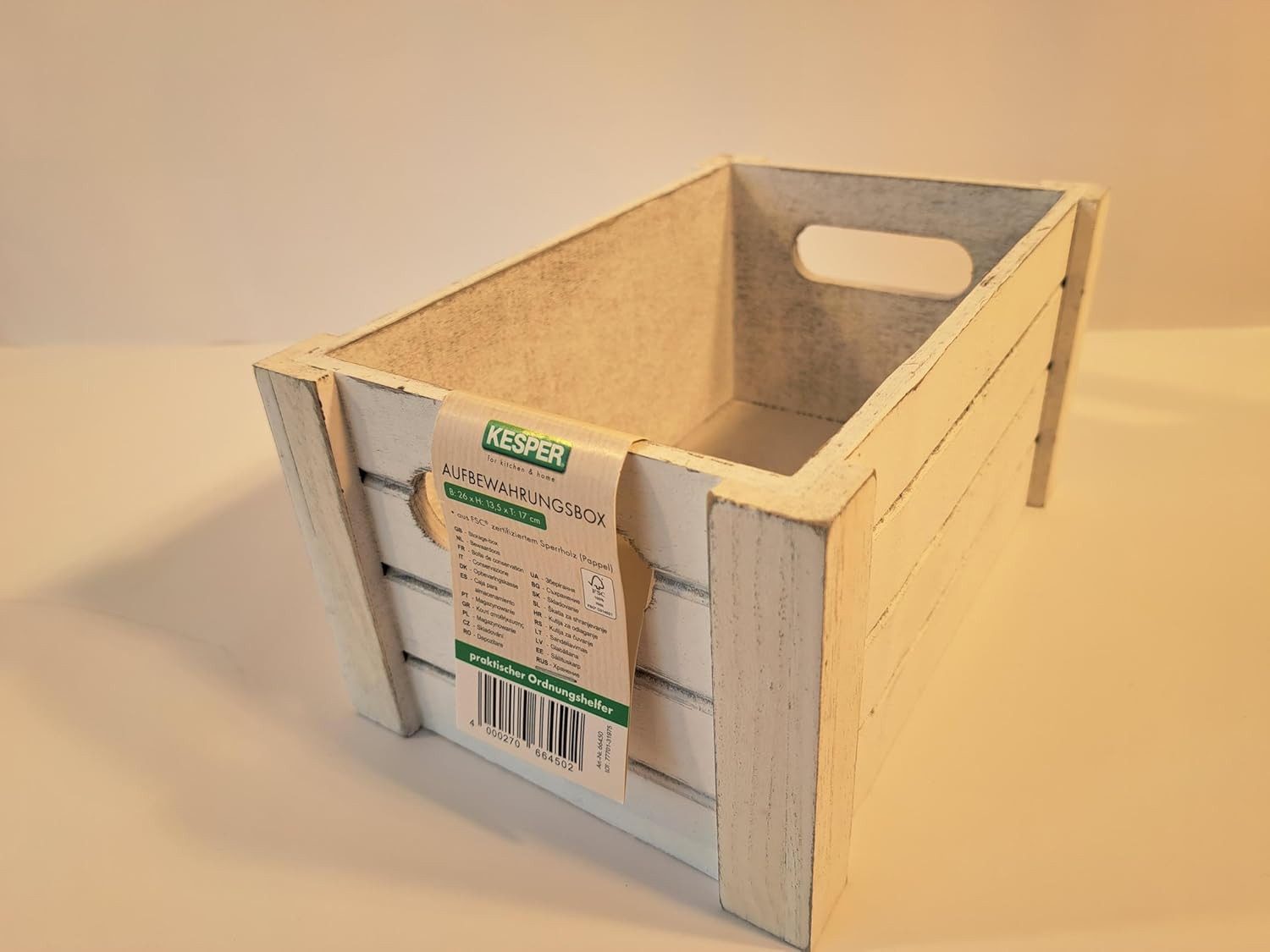 KESPER® Dekokiste Dekokiste Weiss ca 26x17x13cm (1 St)