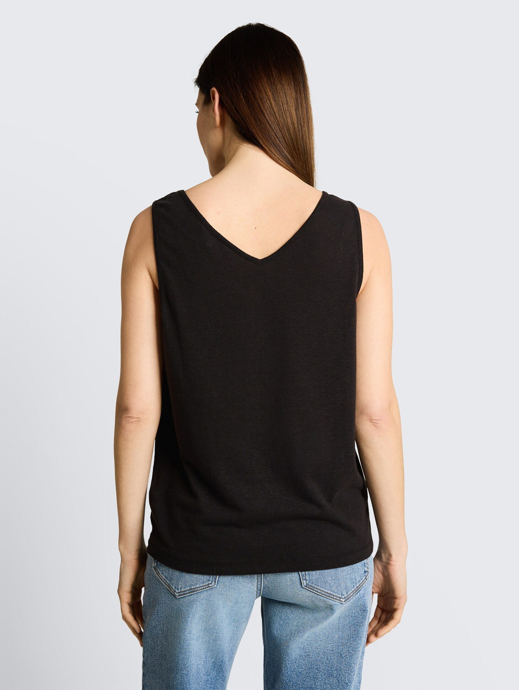 TOM TAILOR Trägertop T-Shirt Top mit Leinenanteil