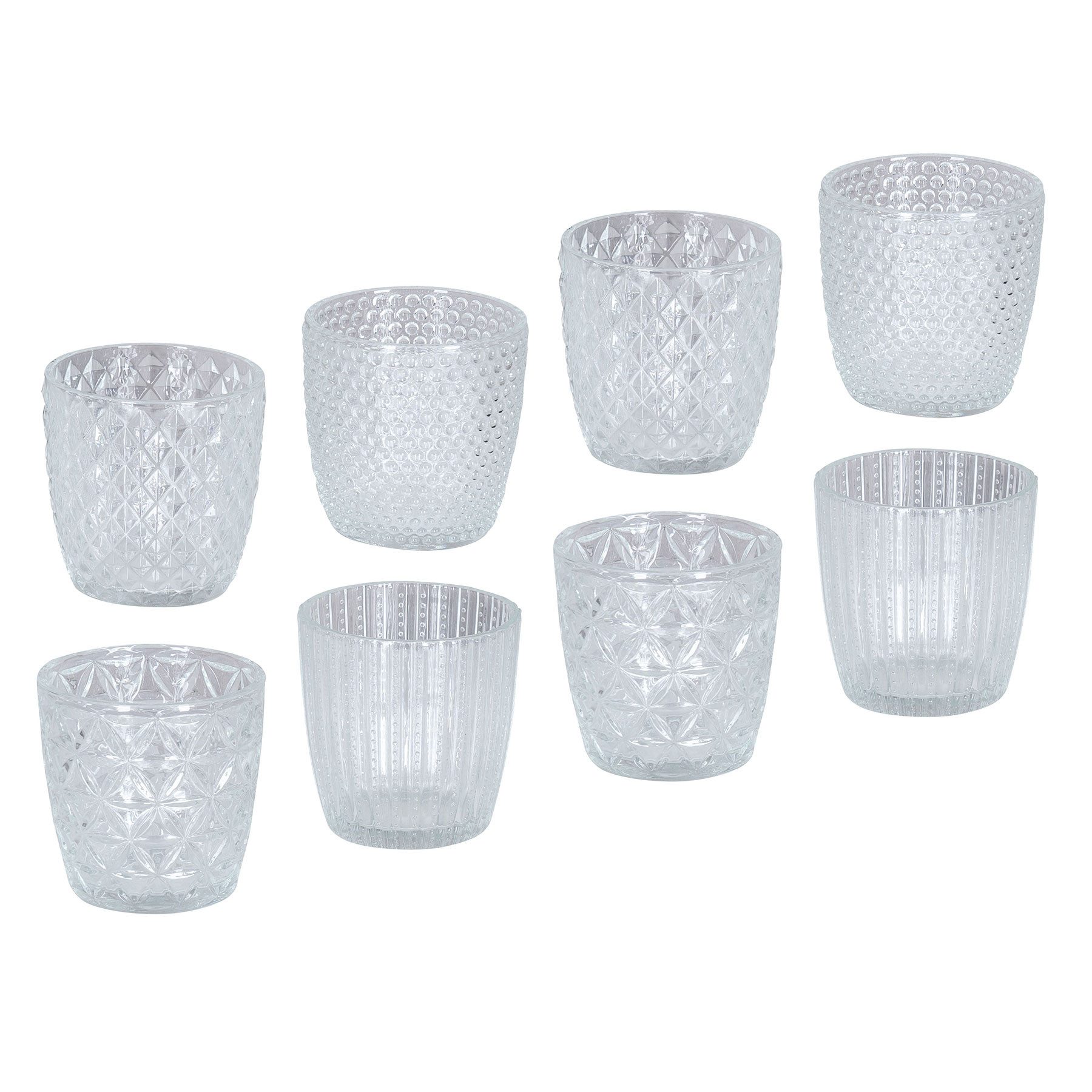 Levandeo® Teelichthalter, 8er Set Windlicht H7,5cm Glas Klar Teelichthalter Tischdeko Kerzen