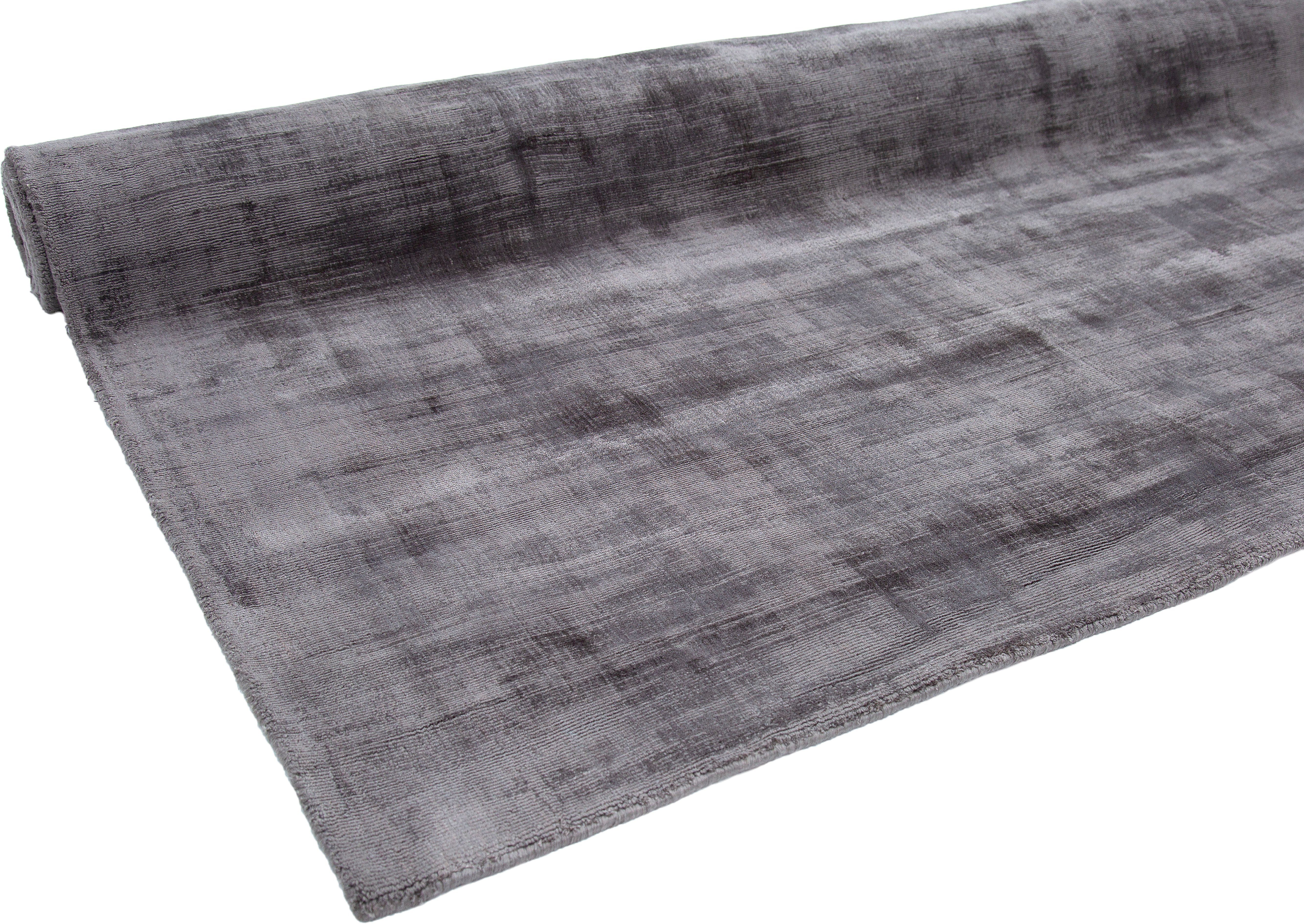 Teppich Nuria, Outdoor geeignet 100% Kurzflor, Home Seiden-Optik, Viskose, Uni-Farben, Höhe: 12 rechteckig, aus dunkelgrau mm, affaire