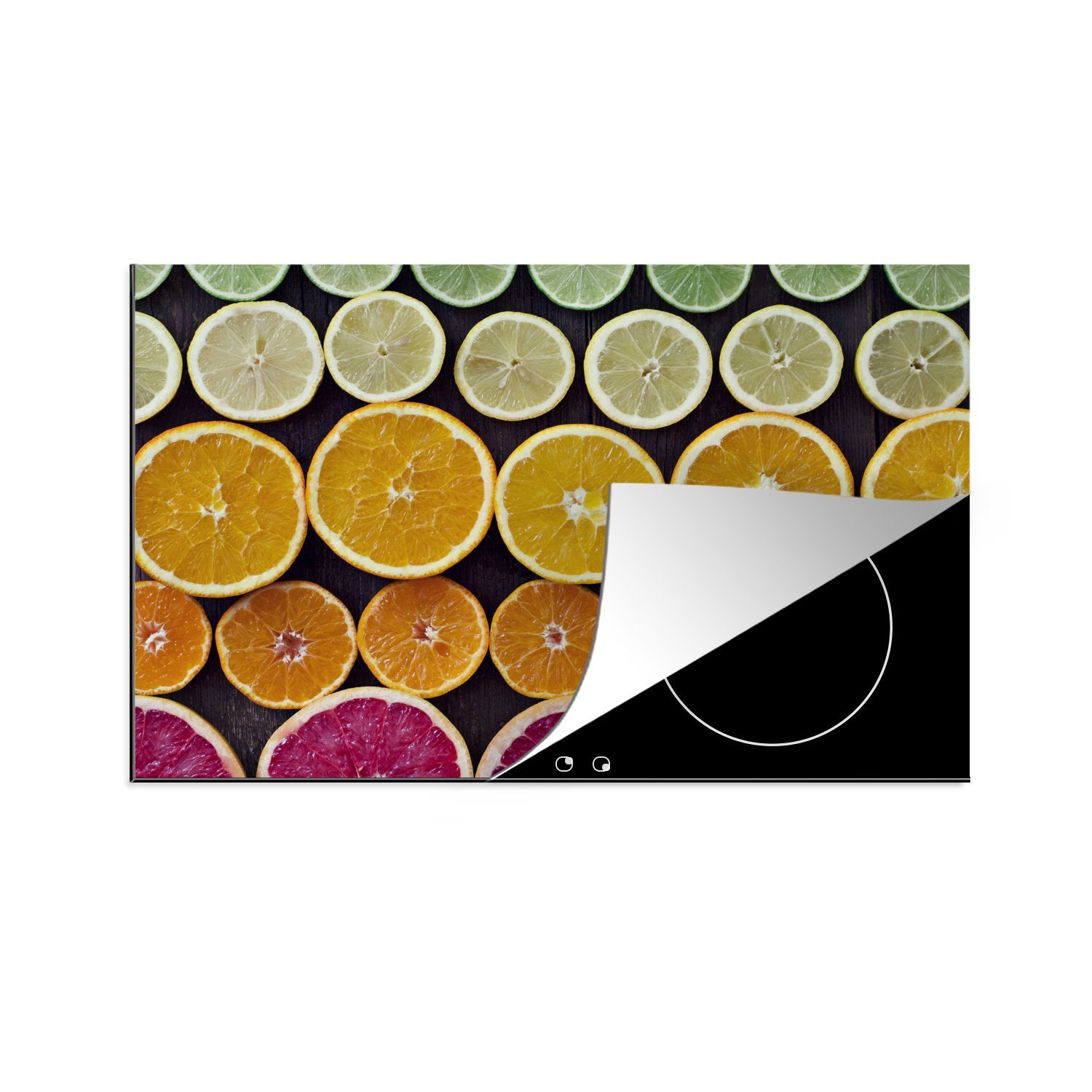 MuchoWow Herdblende-/Abdeckplatte Zitrusfrüchte Draufsicht, cm, für die tlg), Schutz küche, Ceranfeldabdeckung Induktionskochfeld 81x52 Vinyl, (1