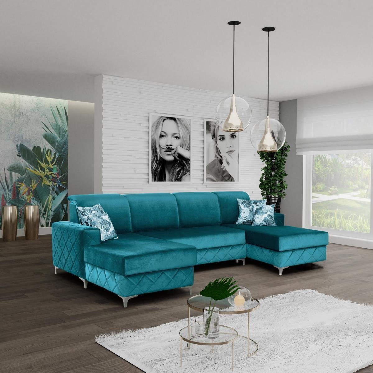 Luxus Ecksofa, Ecksofa Modern Möbel Sitz Wohnlandschaft Sofa U-form JVmoebel Couch Relax