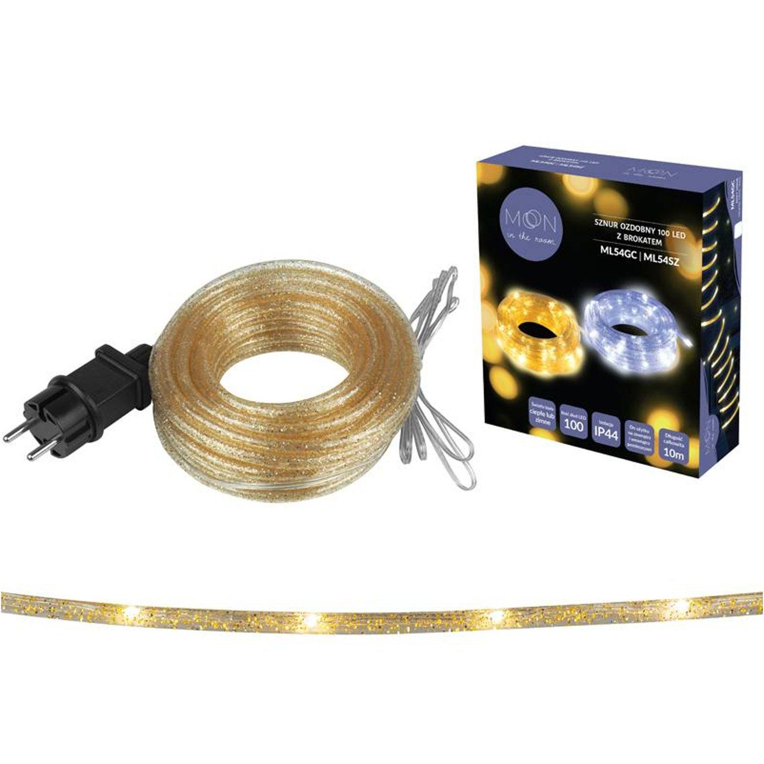 Moon in the room LED-Lichterschlauch ML54GC, Lichterkette Glitzer Gold 10m