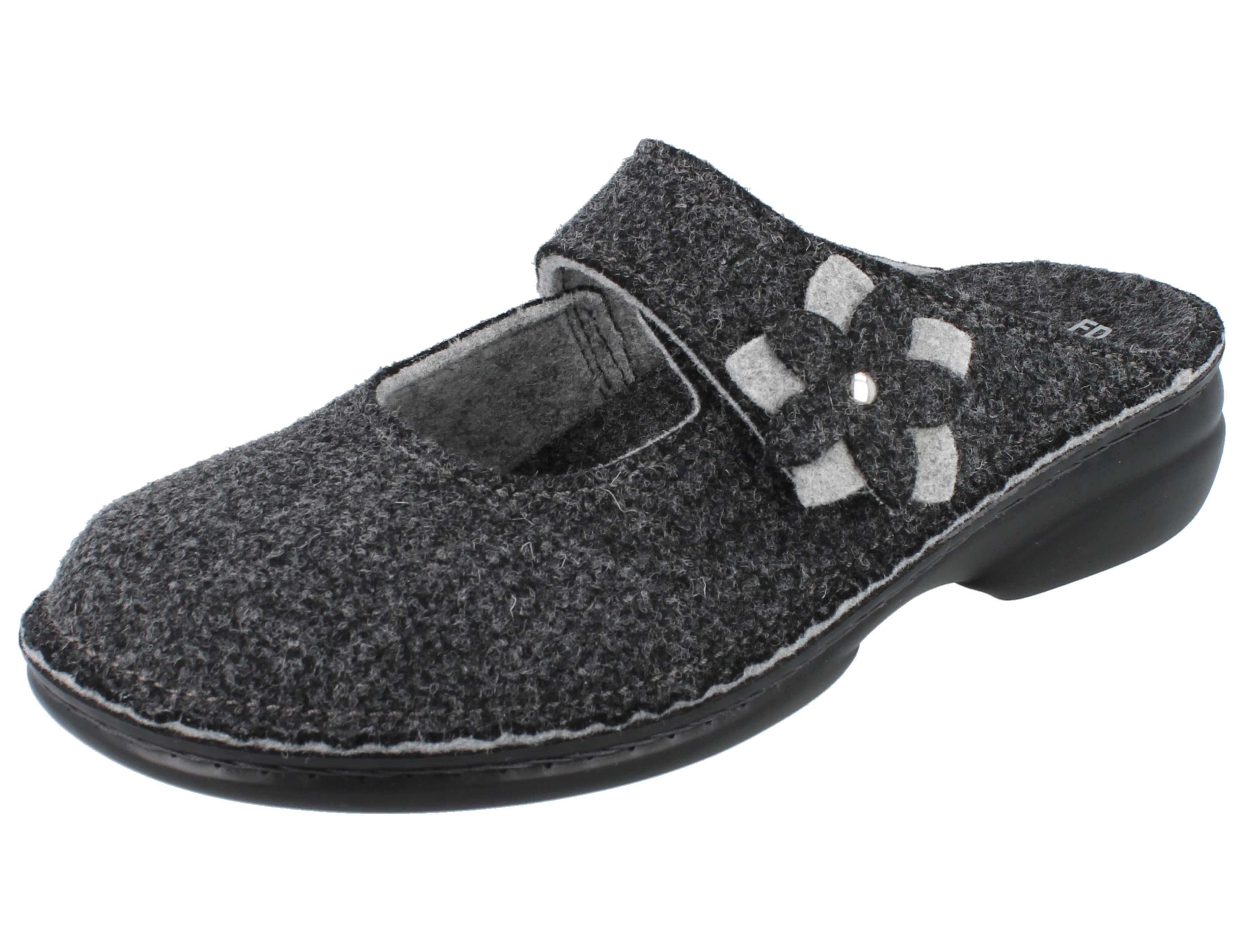 Finn Comfort FINN COMFORT Arlberg Damen Hausschuhe dunkelgrau Filz - Größe: 43 Clog Wechselfußbett