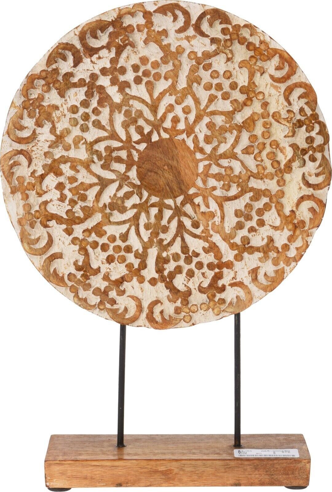 Meinposten Ornament Holzornament rund auf Ständer 37x24 cm Holz shabby creme braun Mango (1 St)