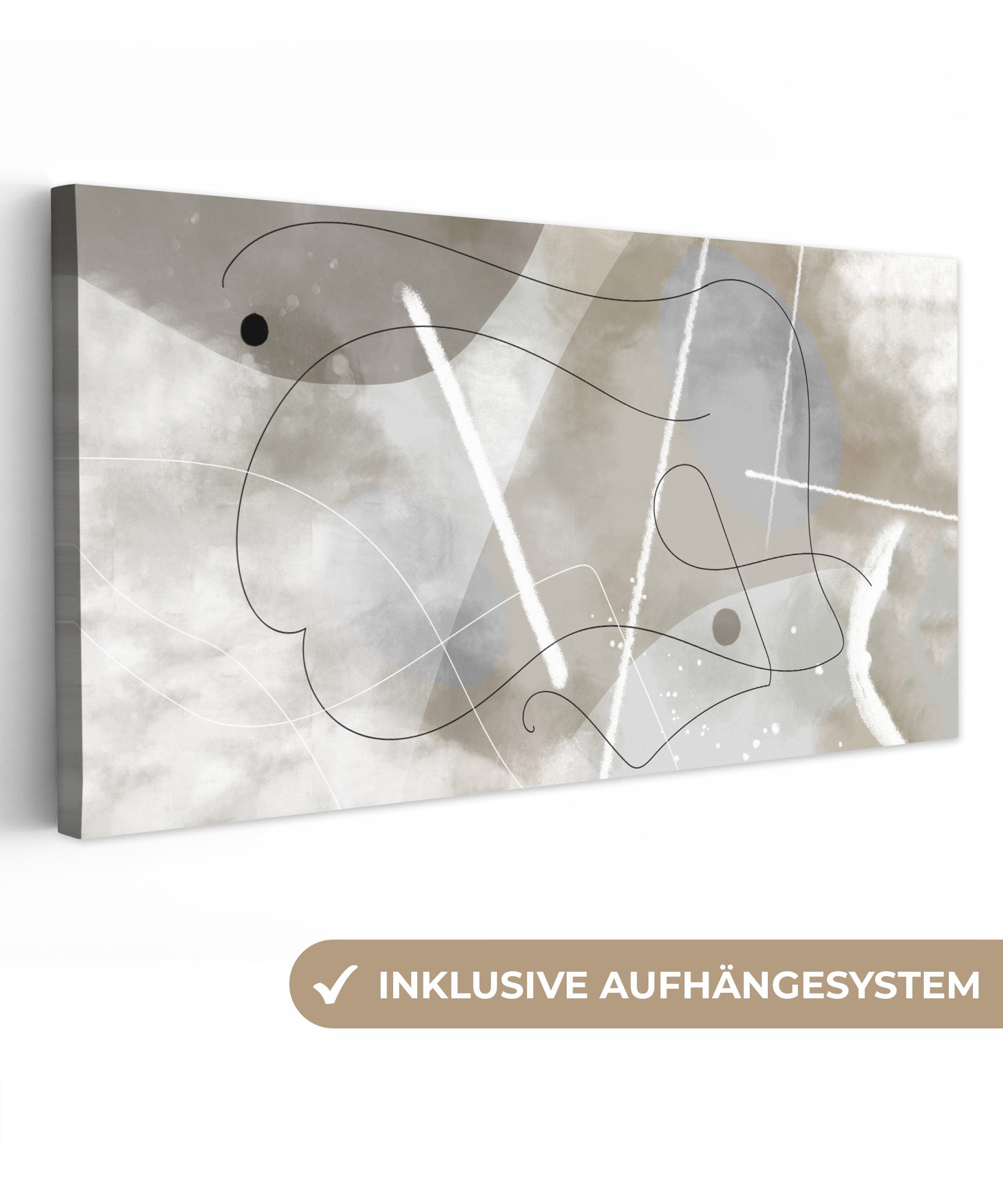 OneMillionCanvasses® Leinwandbild Panorama Linienkunst - Grau günstig online kaufen