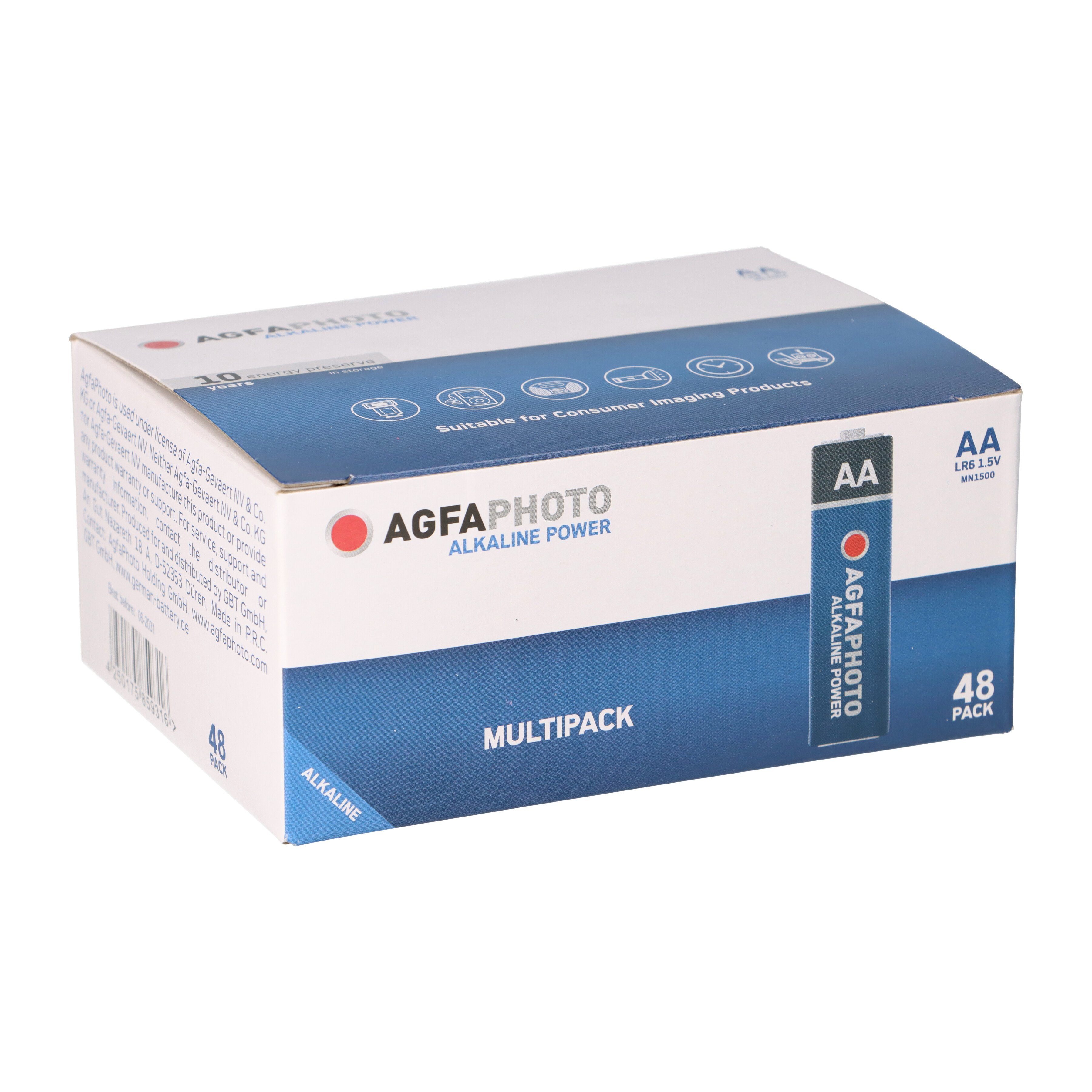 AgfaPhoto AGFAPHOTO Batterie Alkaline Mignon AA LR06 1.5V 48 Stück Batterie