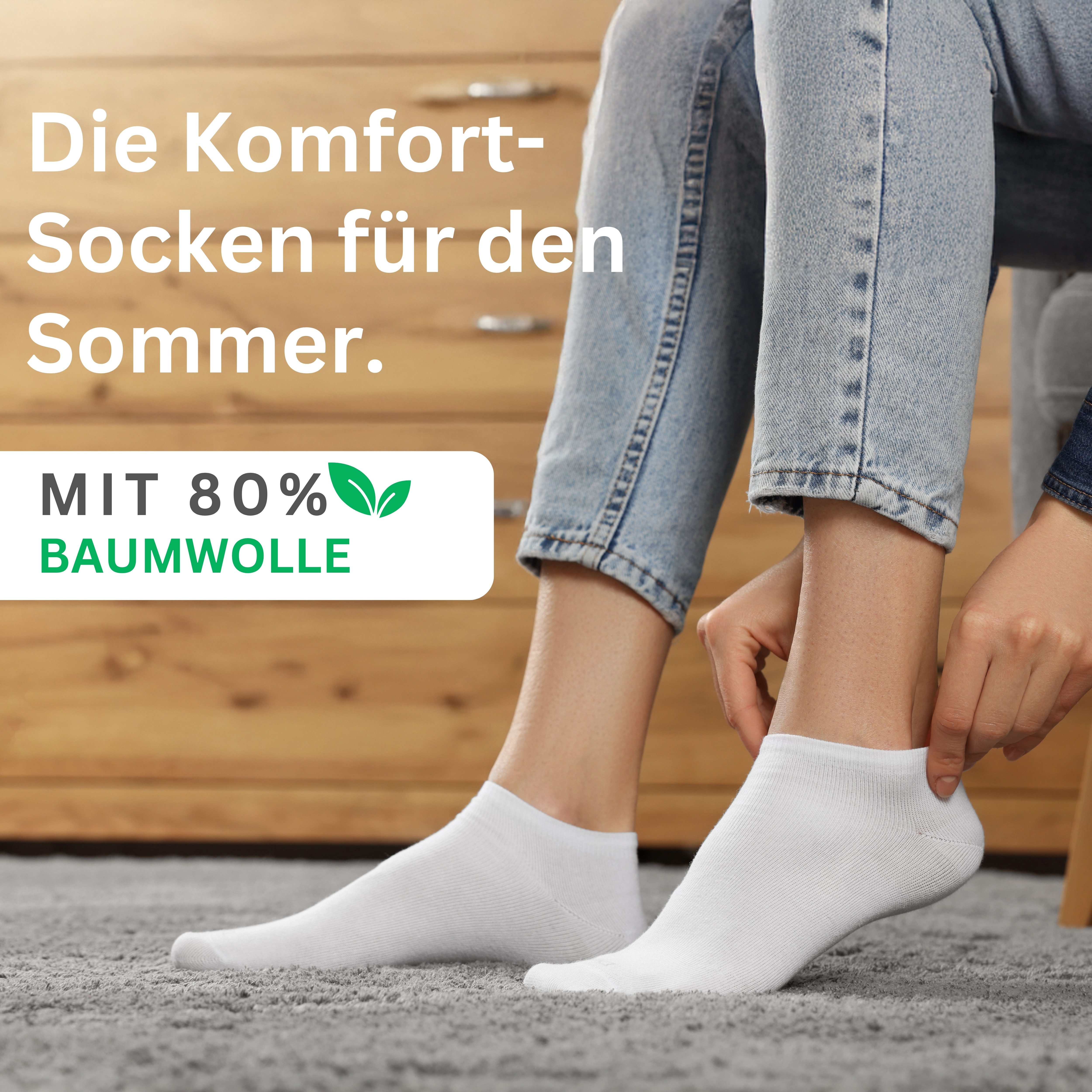 MEDOLY Sneakersocken Premium Sneaker Socken 80% Baumwolle (10 Paar) Herren & Damen mit Komfortbund & Nahtlos - ohne Gummidruck
