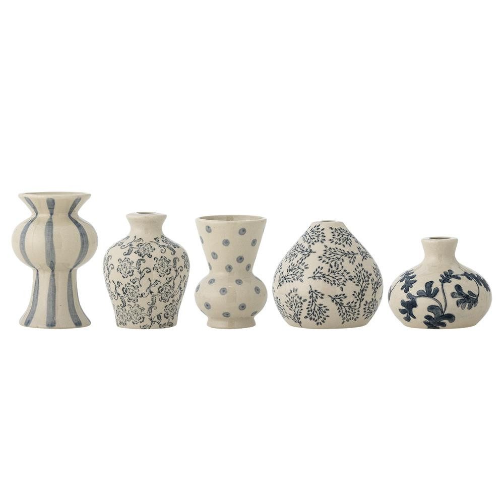 Bloomingville Dekovase Quinto, 5er-Set, Handbemalt, Mini-Vasen, Mustermix, Farbvariationen