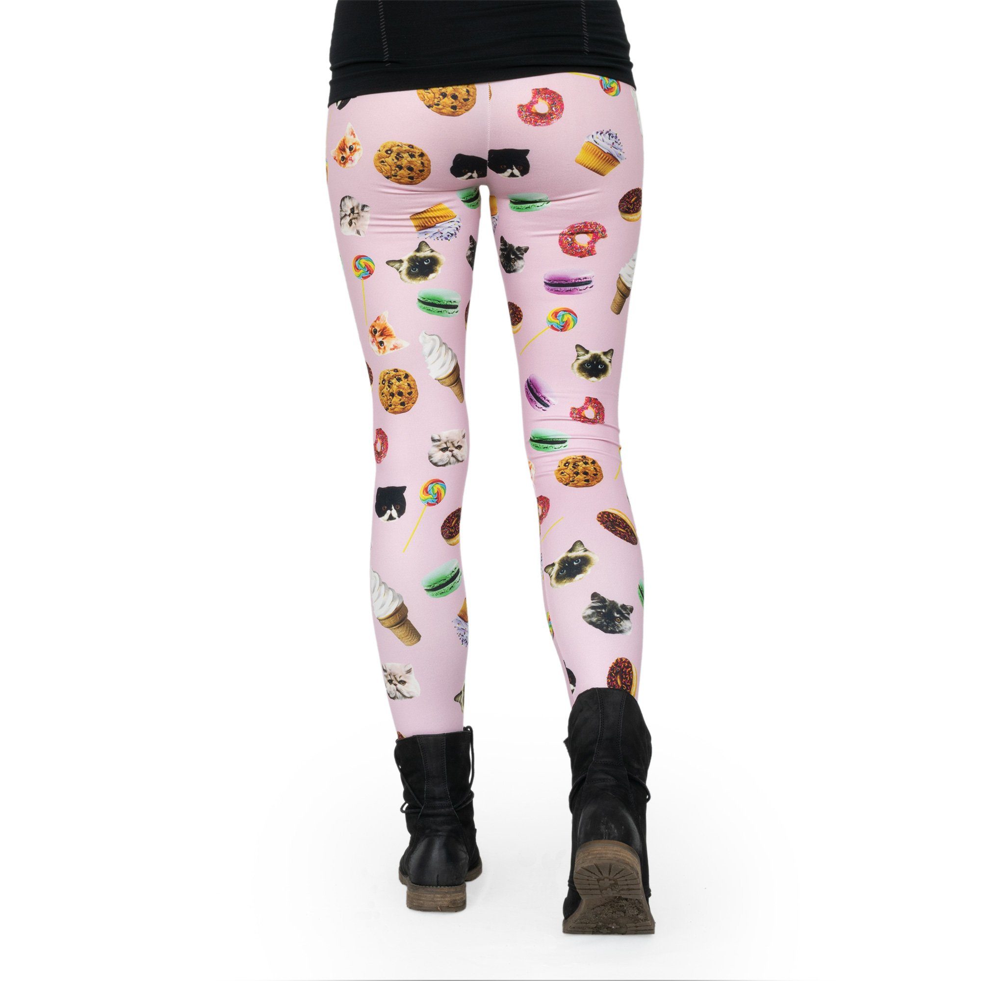 cosey Leggings Festival Leggings mit buntem Allover-Print, 2 Größen (XS–S & M–L) (36/M bis 40/L) Cats & Sweets