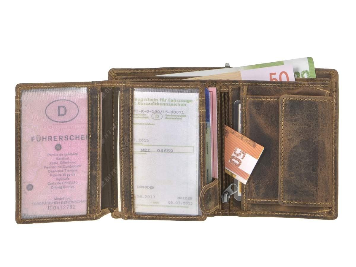 Greenburry Herrenbörse, Biker, 45cm Vintage Geldbörse mit Portemonnaie Kette, Kettenbörse, Bikerbörse