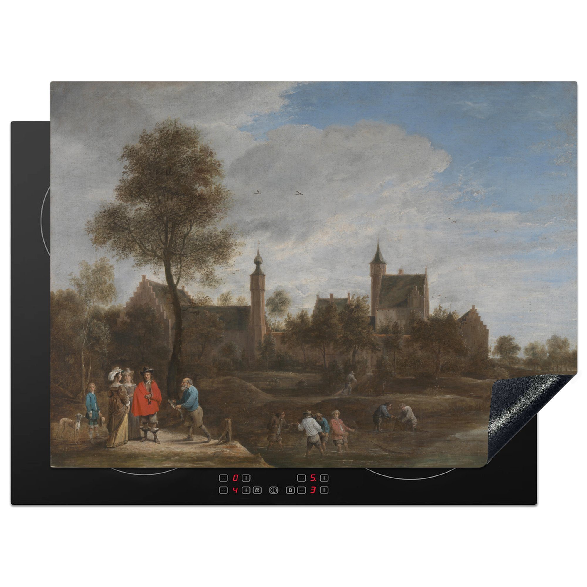 MuchoWow Herdblende-/Abdeckplatte Ansicht von Sterckshof bei Antwerpen - Gemälde von David Teniers, Vinyl, (1 tlg), 70x52 cm, Mobile Arbeitsfläche nutzbar, Ceranfeldabdeckung
