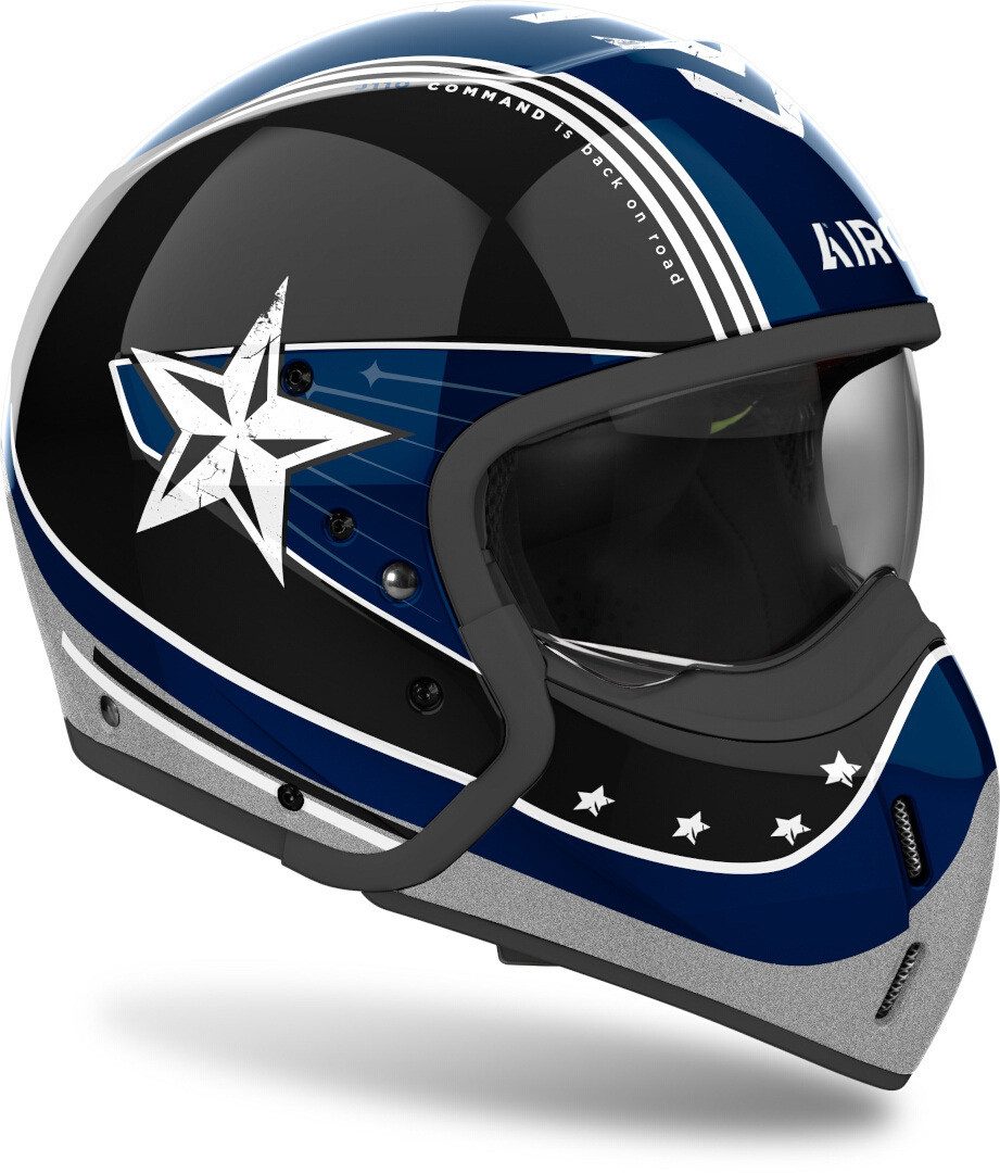 Airoh Motorradhelm J110 Command Jethelm, vorbereitet für Kommunikationssystem,integriertes Sonnenvisier