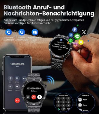 Lige Herren's Anruffunktion 330mAh Langer Akku Telefonanruf Smartwatch (1,43 Zoll, Android/iOS), mit 3ATM Wasserdicht Schrittzähler/Herzfrequenz/Spo2 Sport modus