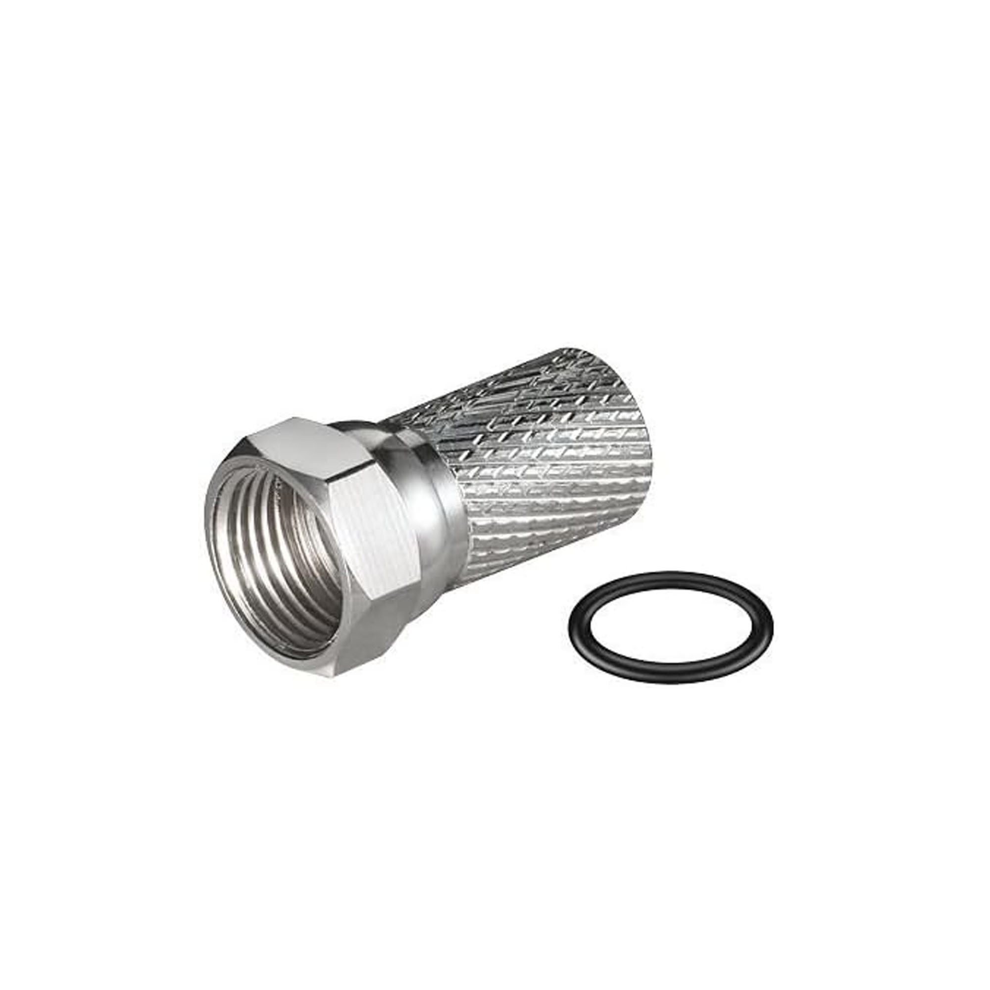 100x F-Stecker 7mm (breite Ausführung + Dichtung) - Mutter + O-Ring SAT-Kabel