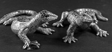 GlasArt Tierfigur Dekofigur Echse Eidechse Geckos 2er Set klein/groß silber (2er Set, 2 St., 2tlg), 100% Polyresin