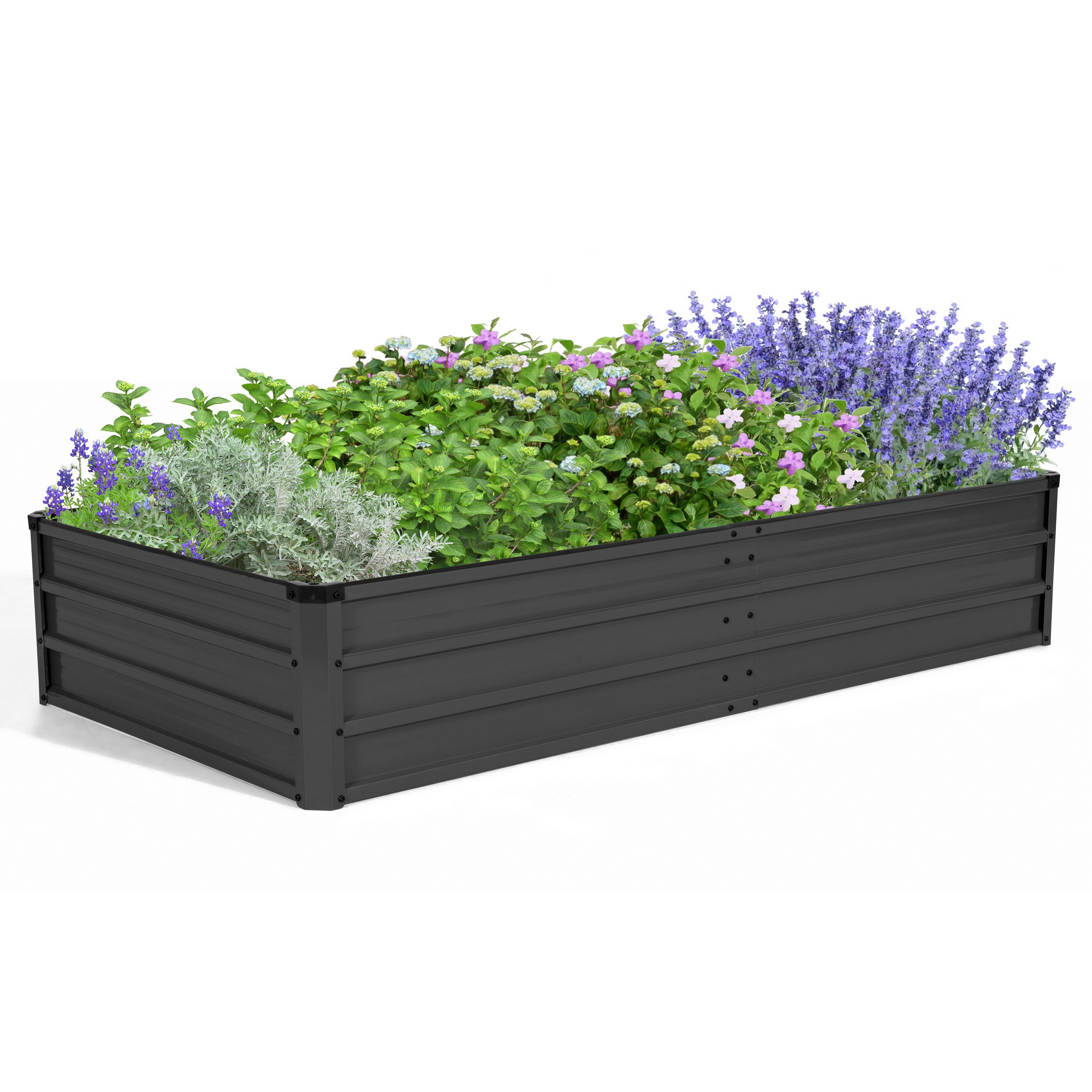 Avestar Hochbeet Rechteckiges verzinktes Gartenbeet 180×90×35 cm dunkelgrau (1 St), stabiles Pflanz- und Gemüsebeet für Terrasse und Außenbereich