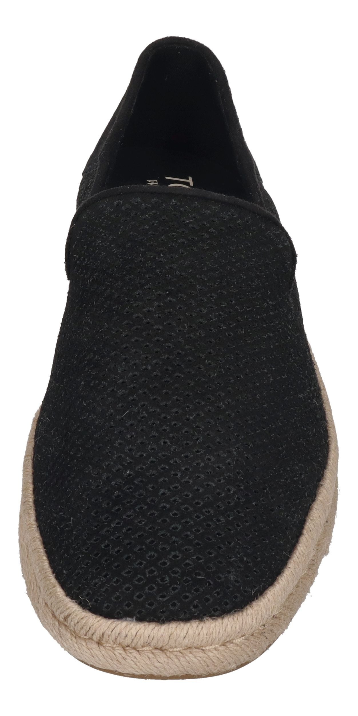 TOMS SANTIAGO Espadrille Black Diamond Perforated Suede