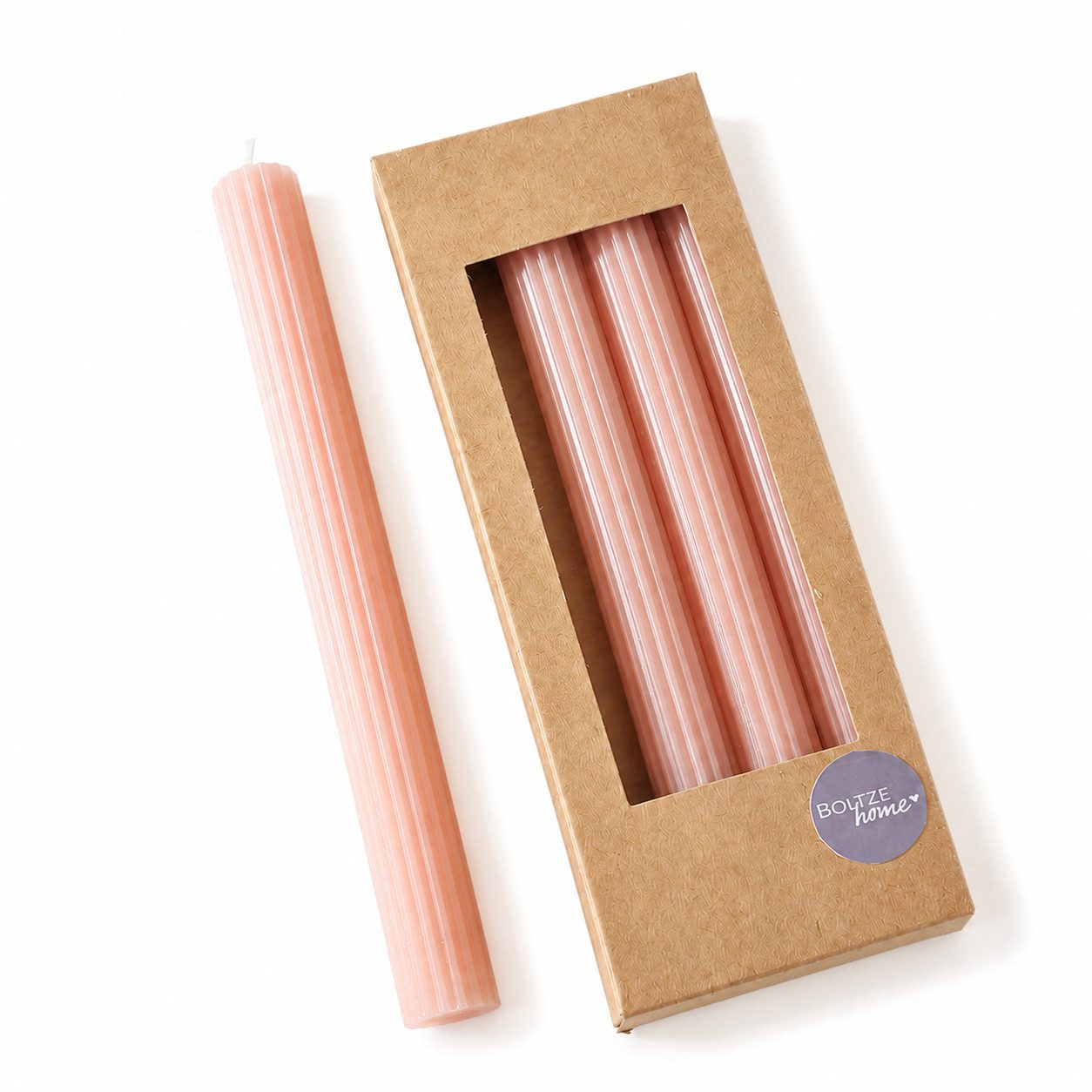 BOLTZE Tafelkerze Boltze Home Stabkerzen Klassik Hellrosa 4er-Set 25 cm