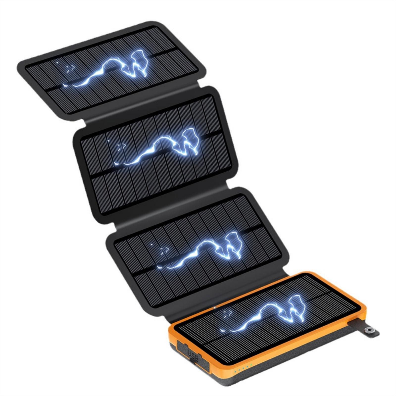 AIBISTAR Solar Powerbank 20000mAh, 4/5 Panels, USB-C, wasserdicht, Camping Solar Powerbank Solarpanel 20000 mAh, 4/5 Solarpanels,Faltdesign,Solaraufladung,3 Lichtmodi,Outdoor & Reisen