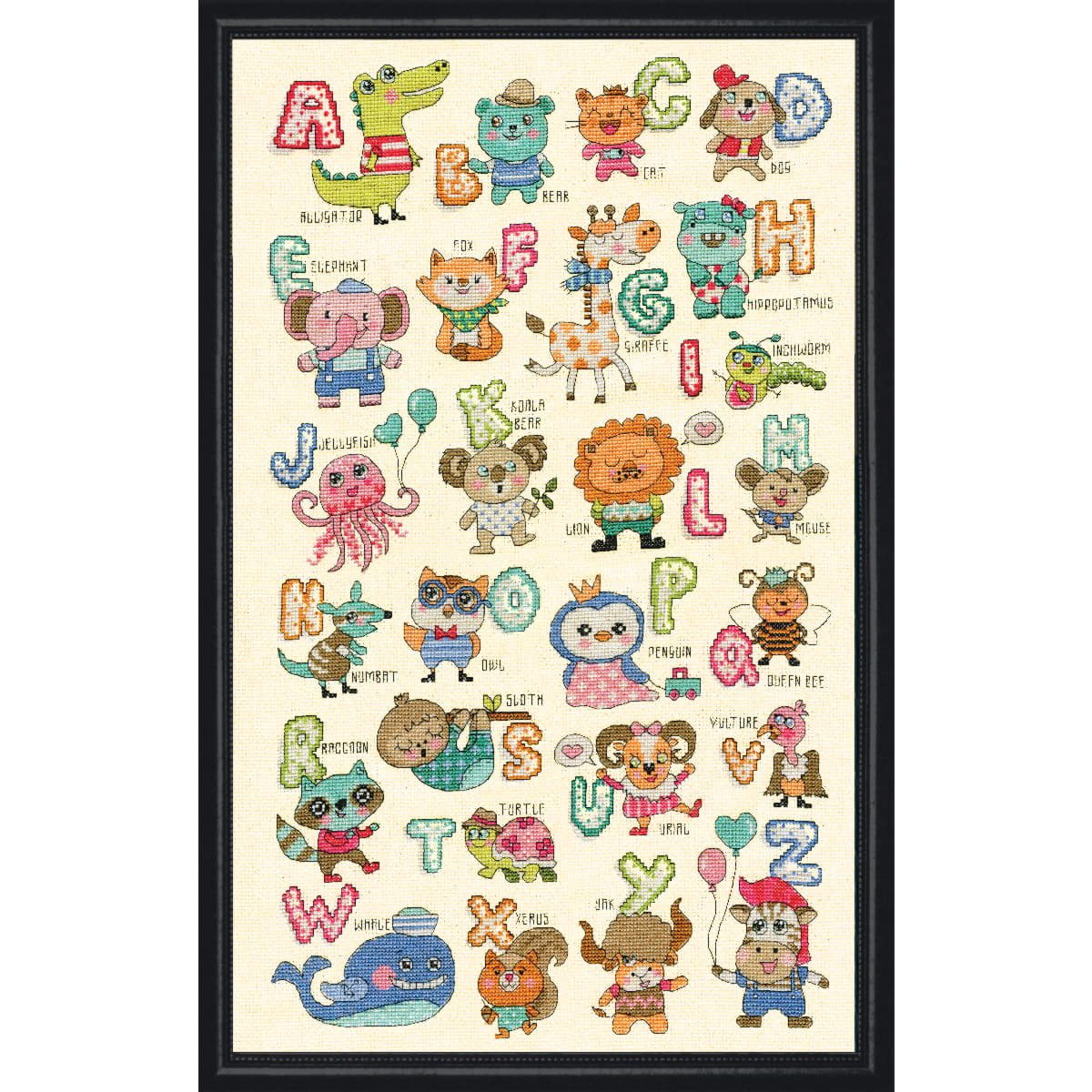 Design Works Crafts Kreativset Design Works Kreuzstich Stickpackung "ABC-Tiere", Zählmuster, 30x51cm, (embroidery kit by Marussia)