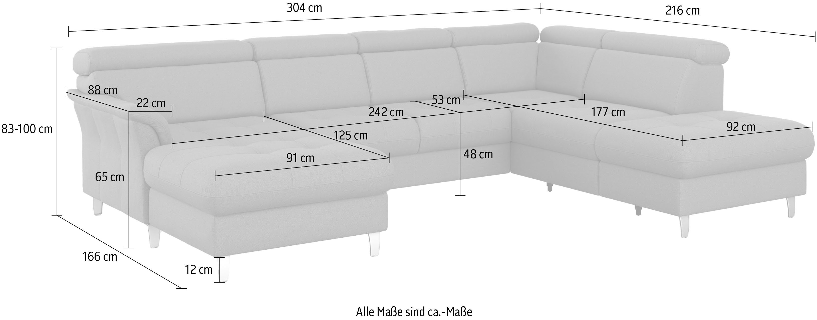 Wohnlandschaft Bettfunktion, inklusive sit&more mit Marano, wahlweise Bettkasten Kopfteilverstellung,