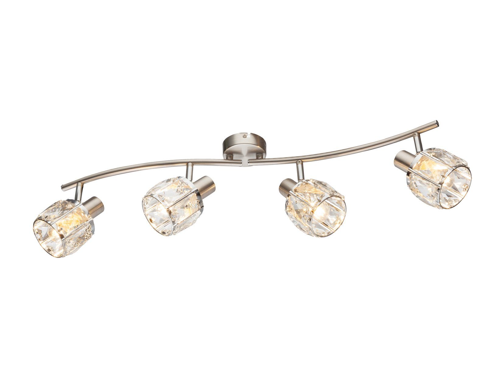 GLOBO LIGHTING LED Deckenstrahler, Dimmfunktion, LED wechselbar, warmweiß, 4-flammige mit Kristall Lampenschirm für Treppenhaus Decke, B: 70cm