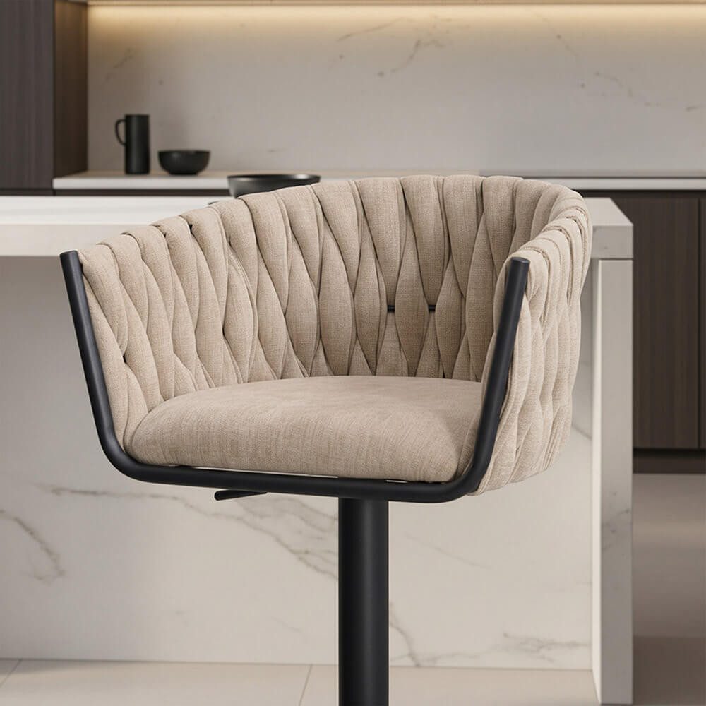HOME DELUXE Barhocker SAMIR - 83-104 x 53 x 45 cm (2 St), Höhenverstellbar & drehbar, gepolsterter Sitzhocker mit Fußablage – Bild 3 von 5