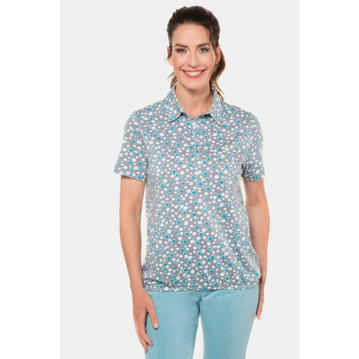 Gina Laura T-Shirt Poloshirt Kreismuster elastischer Saum
