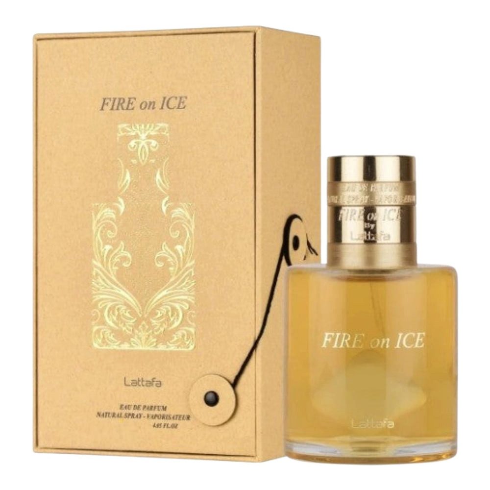 Lattafa Duft-Set Fire on Ice Eau de Parfum 110 ml + Parfümzerstäuber (leer) Set