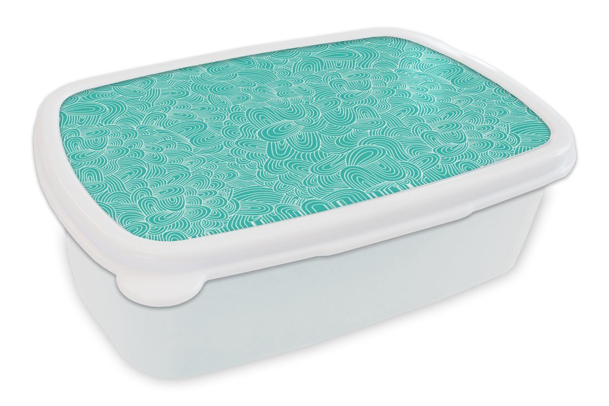 MuchoWow Lunchbox Muster - Wasser - Meer, Kunststoff, (2-tlg), Brotbox für Kinder und Erwachsene, Brotdose, für Jungs und Mädchen weiß
