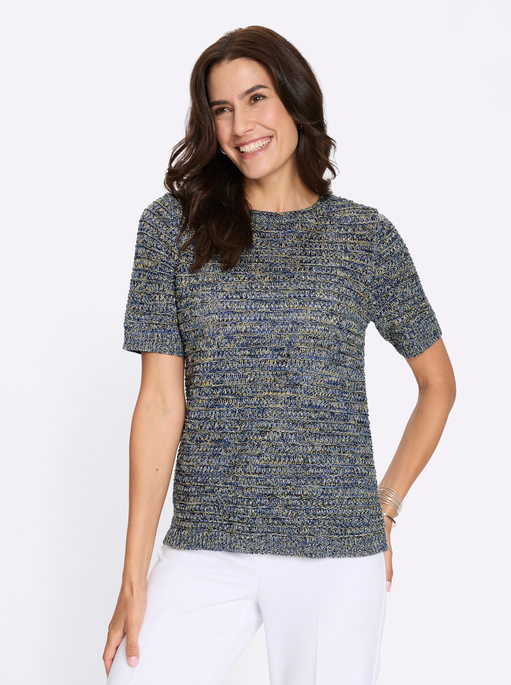 Witt Strickpullover Baumwoll-Pullover Kurzarm Grobstrick