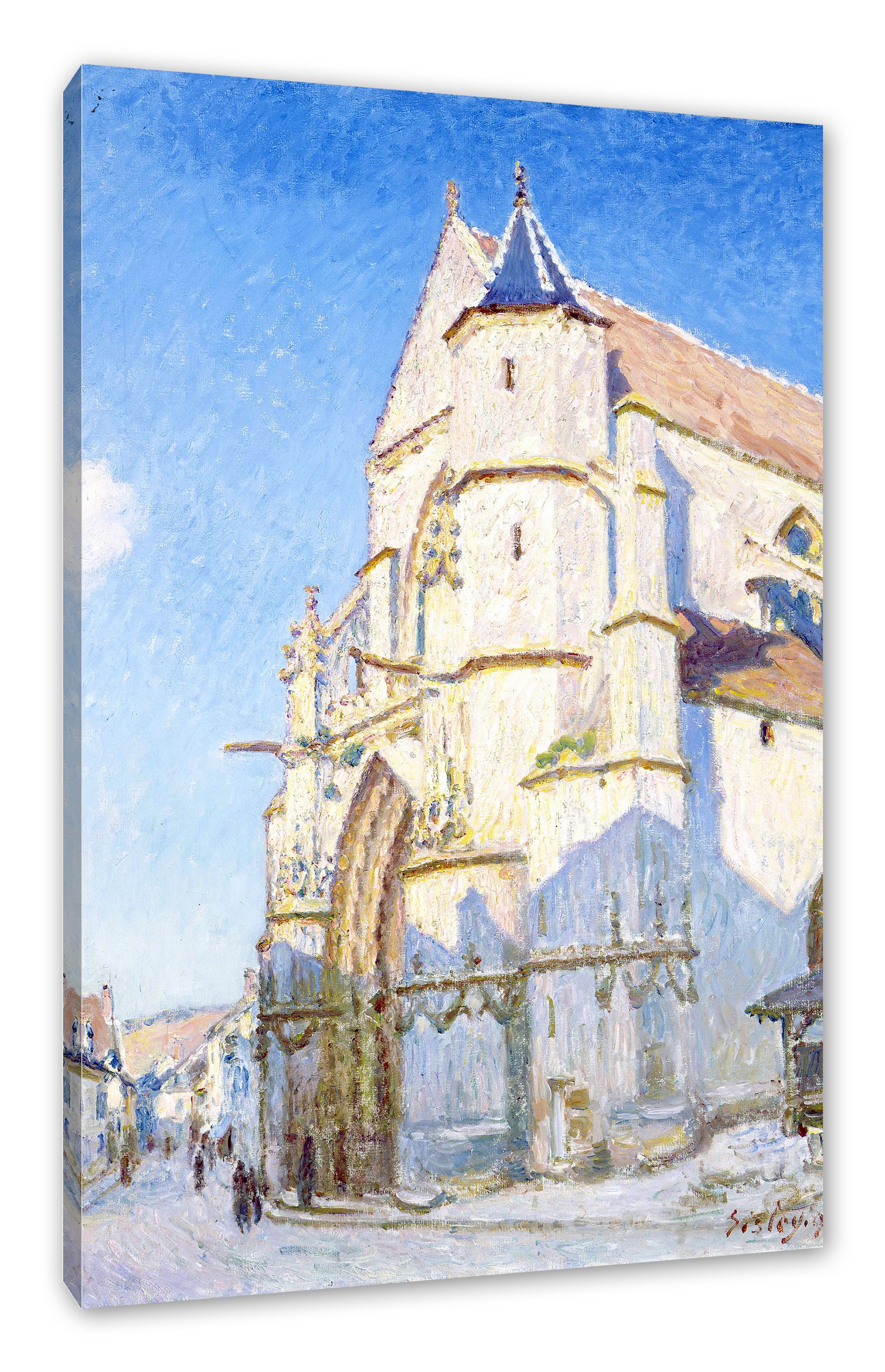Pixxprint Leinwandbild Alfred Sisley - L'église à Moret-Paris Petit-Palais, Alfred Sisley - L'église à Moret-Paris Petit-Palais (1 St), Leinwandbild fertig bespannt, inkl. Zackenaufhänger