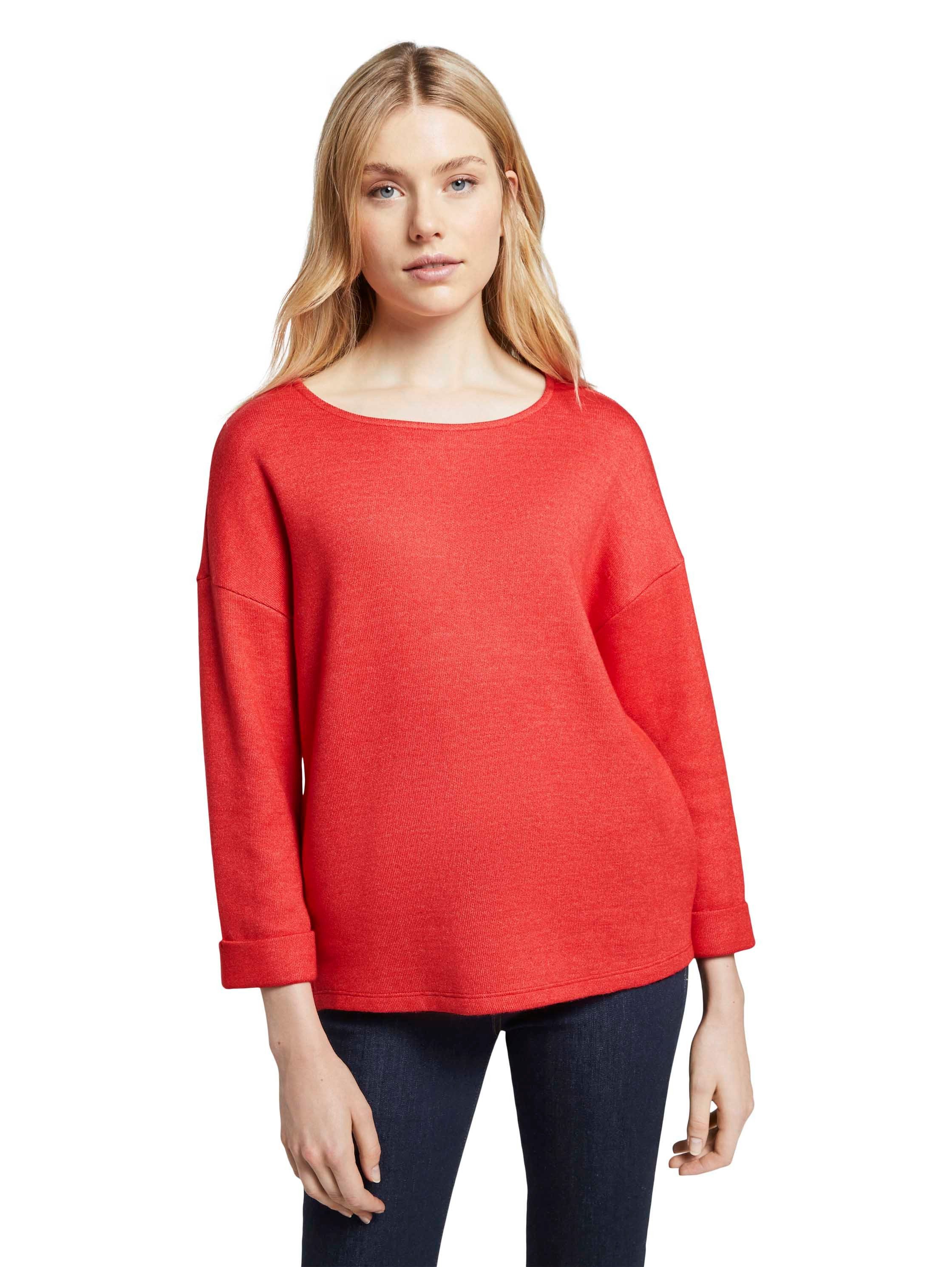 Meliertes 3/4-Arm Sweatshirt TOM Sweatshirt mit TAILOR