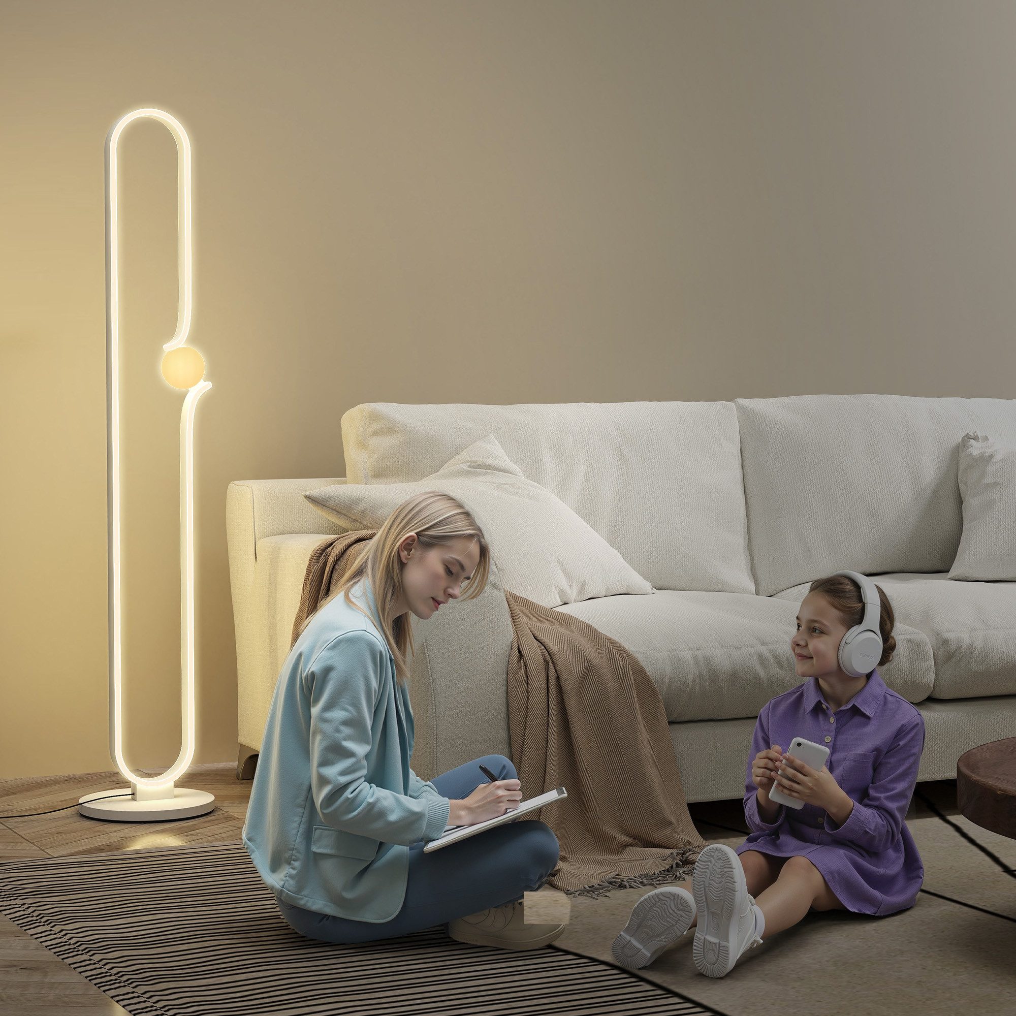 HOMCOM Stehlampe LED Dimmbar Stehlampe, Standleuchte mit Nachtlicht, Fußsch günstig online kaufen