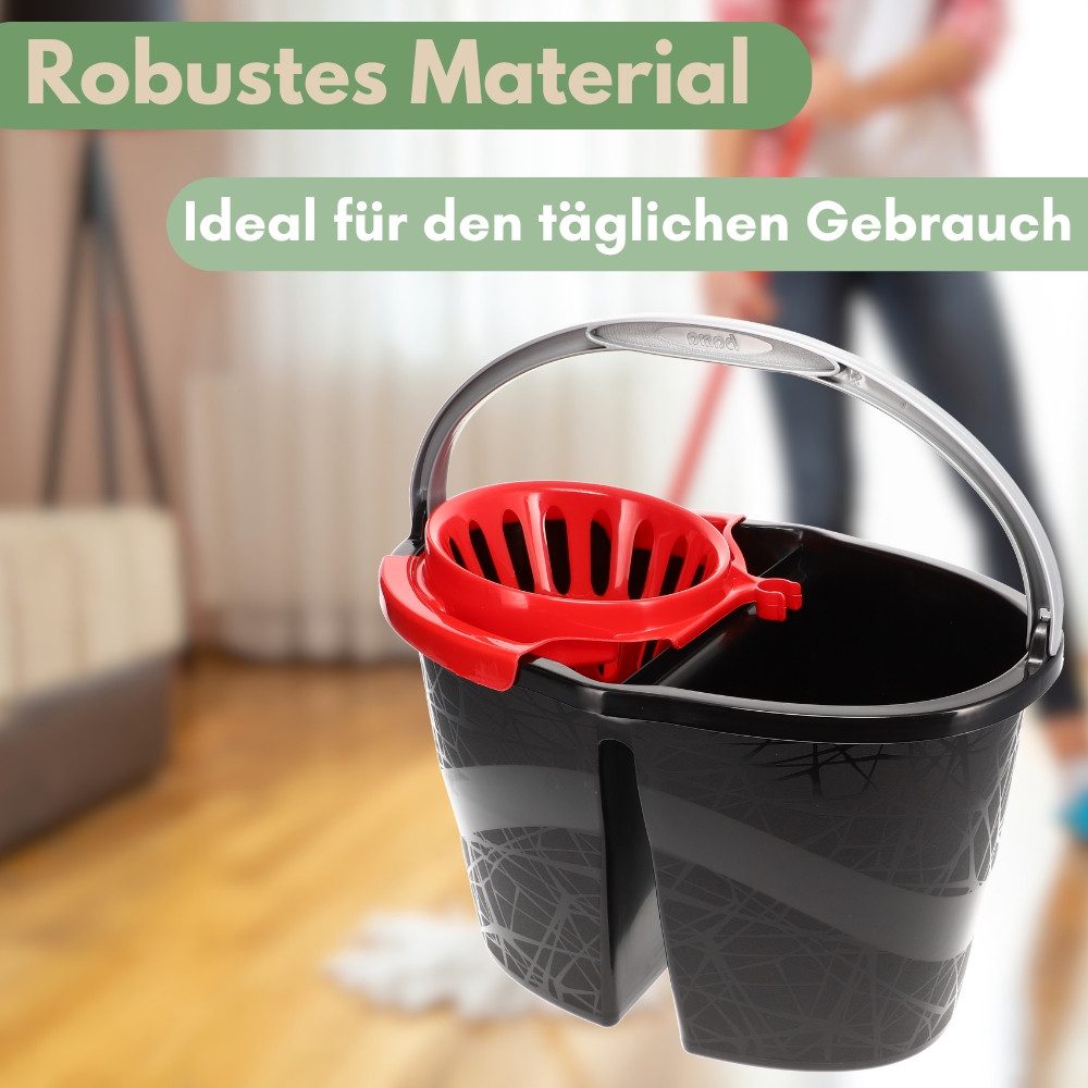 GarPet Putzeimer Wischeimer 18 L (2x9 L) Putzeimer mit Presse Wischeimer mit 2 Kammern