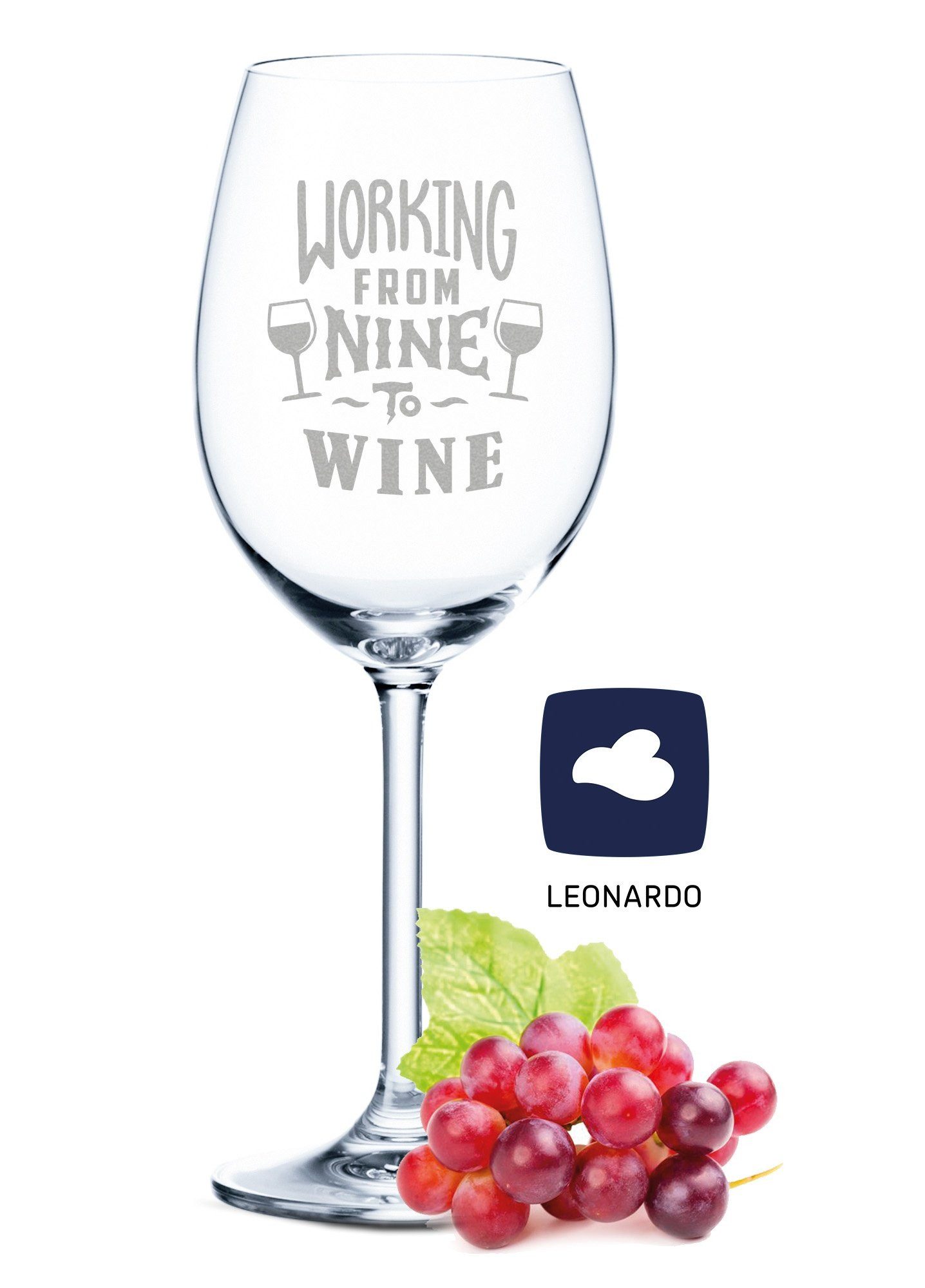 Rotweinglas Leonardo Weinglas mit Gravur - Working from Nine to Wine