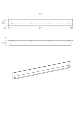 INOSIGN Wandregal CASABLANCA, Modernes Design in trendiger Farbe Platingrau Matt, Breite 217 cm