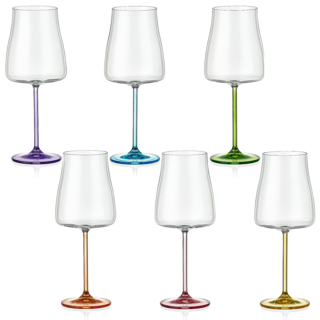 Crystalex Weinglas Rainbow Fresh Weingläser 400 ml (6er-Set), 6-tlg., Kristallglas, Kristallglas, 6 verschiedenen Farben