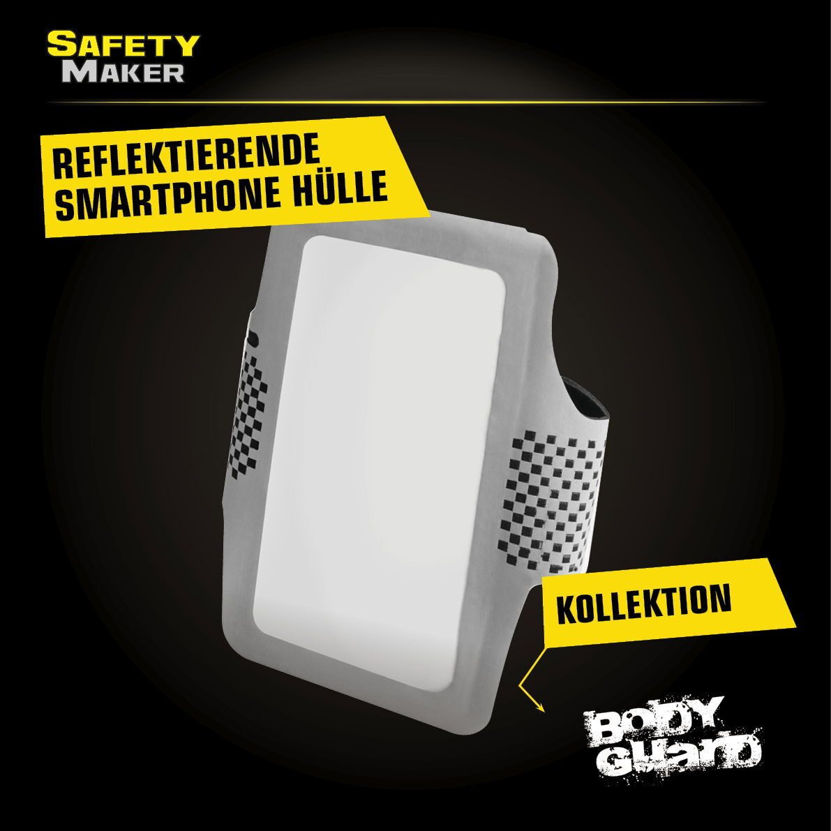 Safety Maker Reflektorband Sport Smartphone Hülle silber-schwarz, (1 St., 1 Stück)