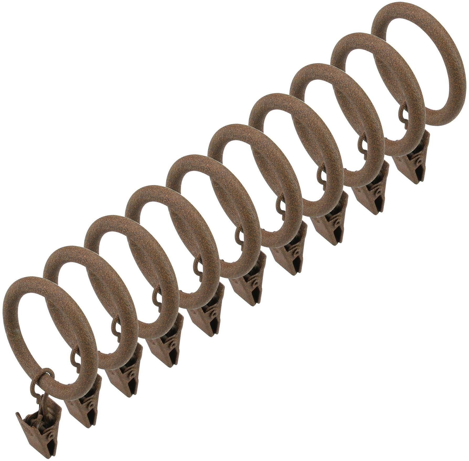 Liedeco Gardinenring, Gardinenstangen, (Set, 10-St., mit Klammern), für Gardinenstangen Ø 16 mm