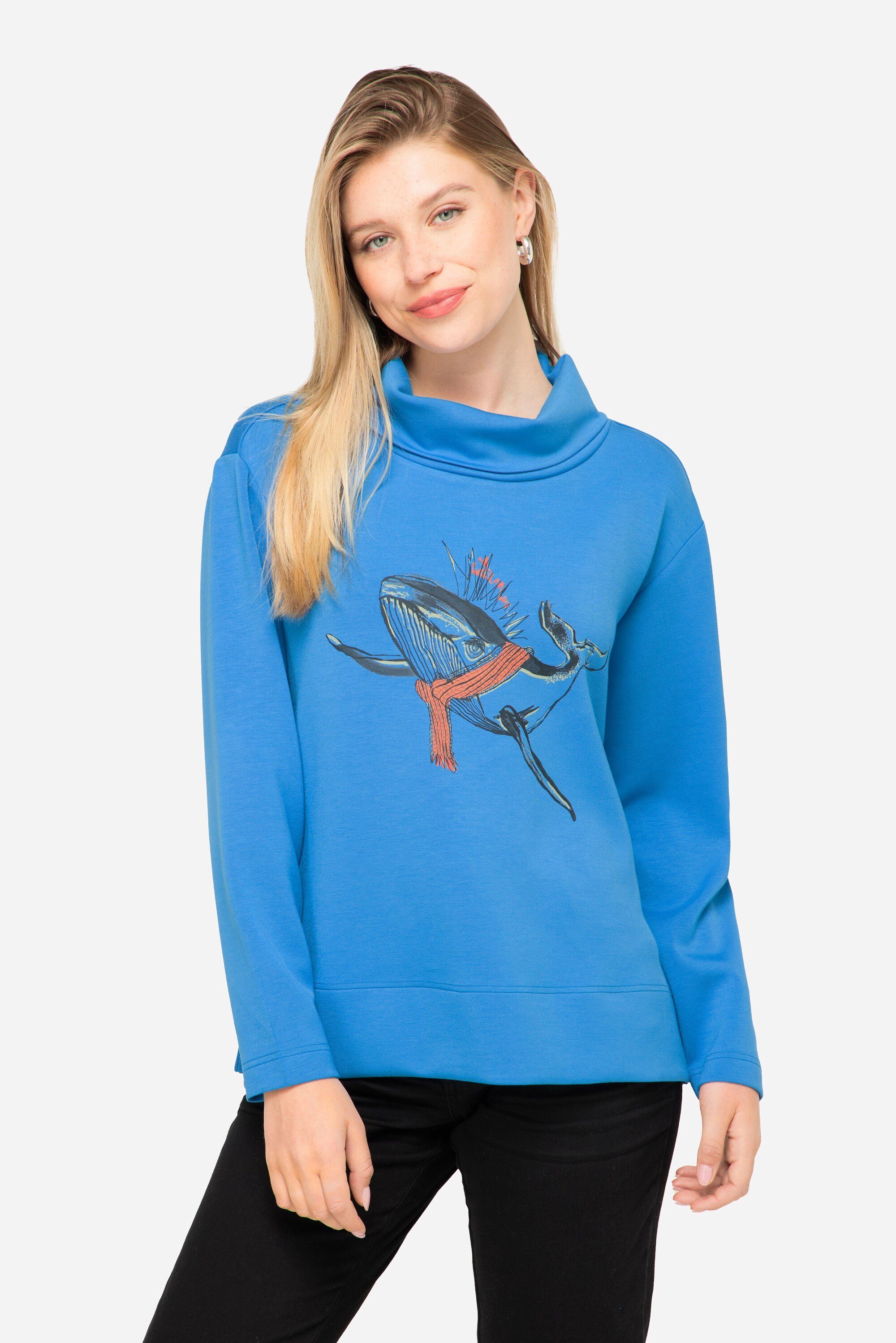 Laurasøn Rollkragen Sweatshirt Wal-Print Sweatshirt Langarm