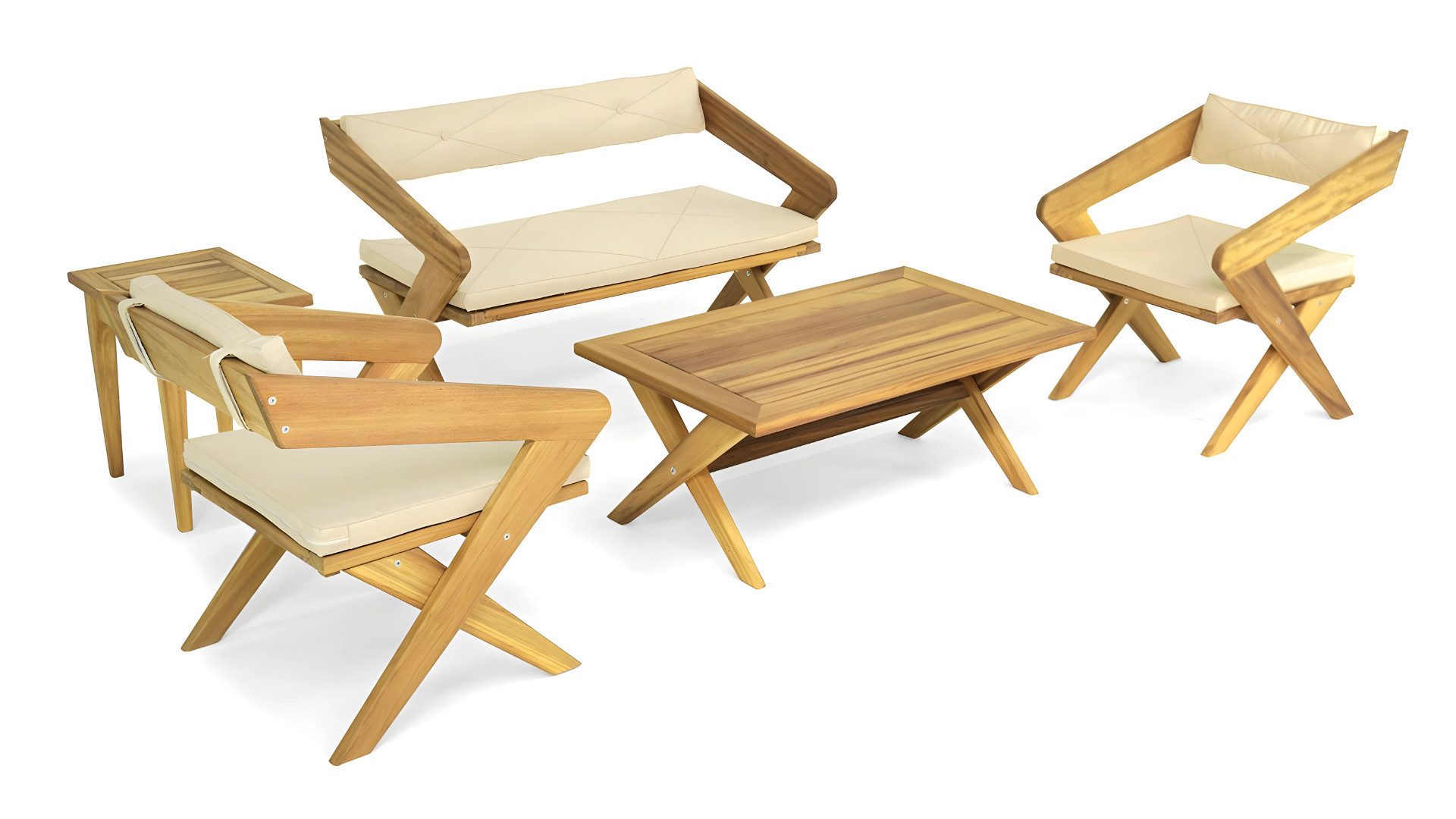 JVmoebel Gartenlounge-Set Elegantes Holz-Terrassenmöbel mit Zweisitzer und Couchtisch, (Beistelltisch), Made in Europa
